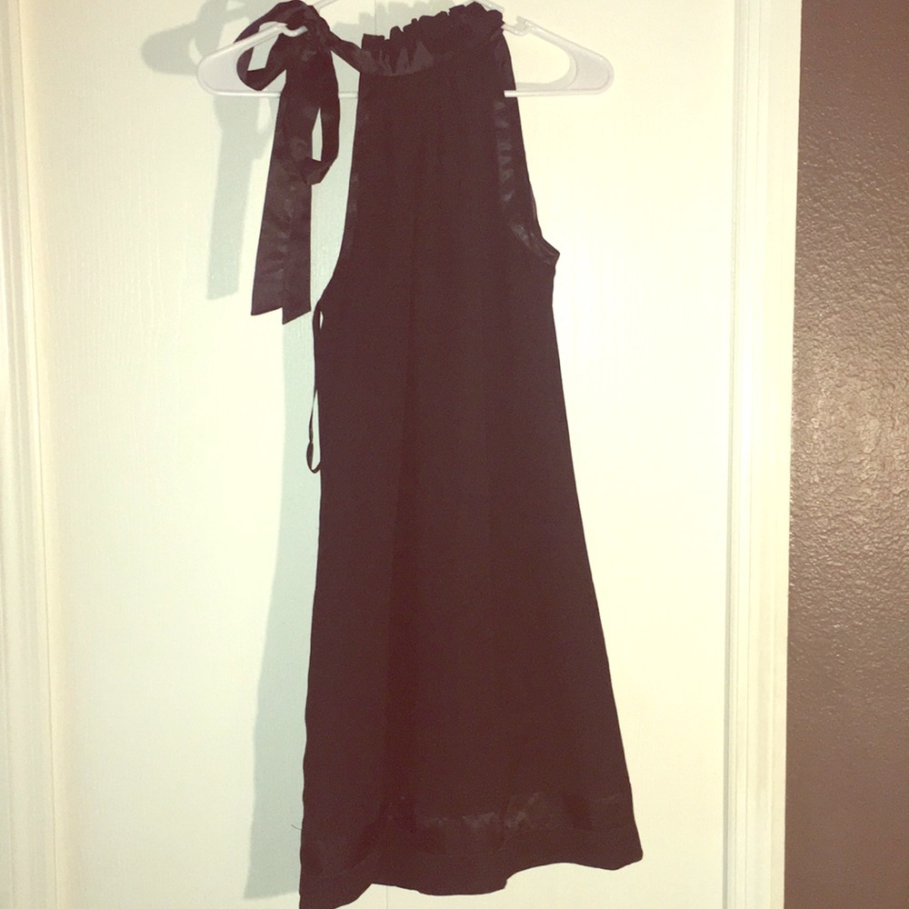 Elegant simple black dress ties around the neck